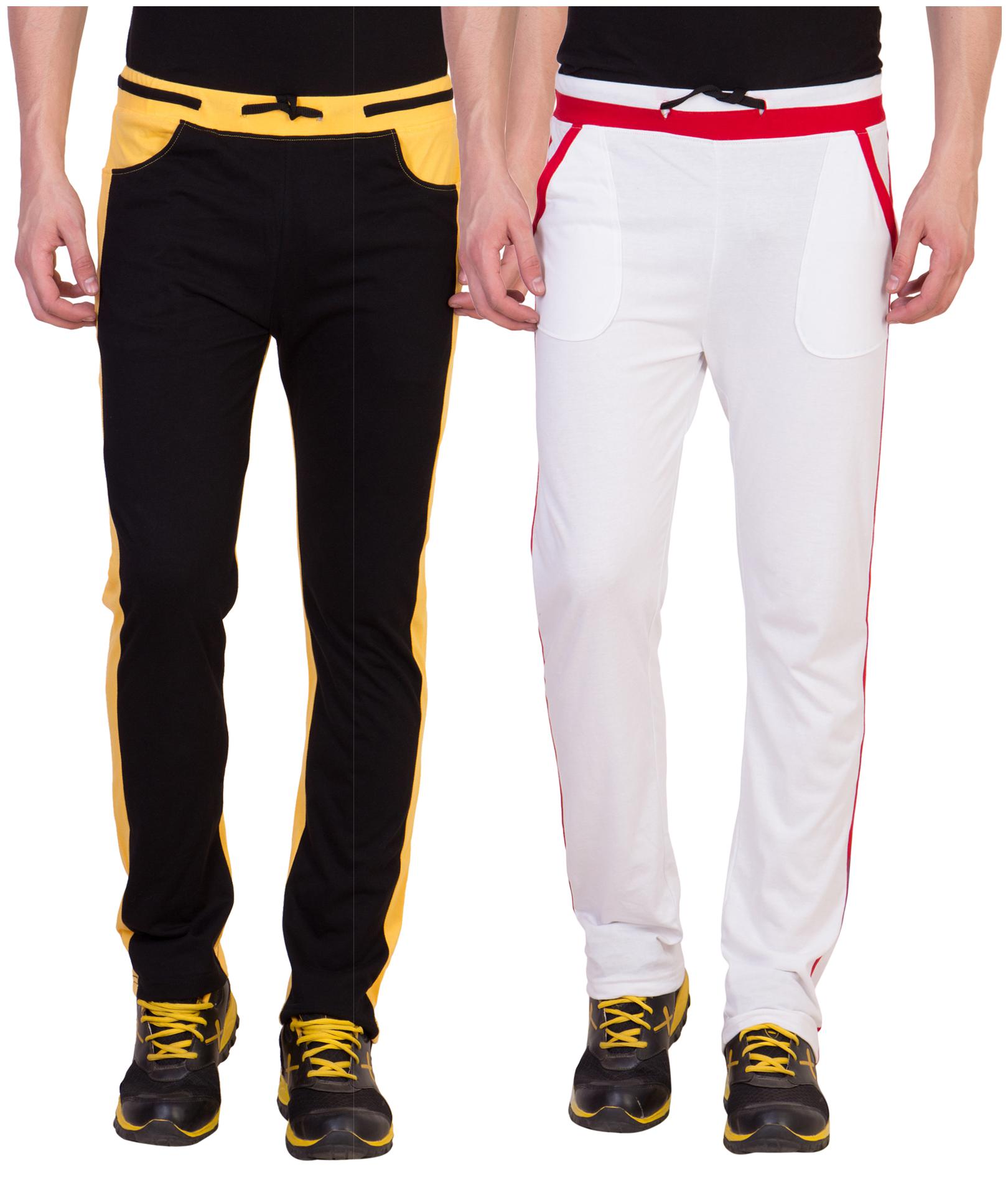 

Kissero Cotton Track Pants For Men Black White Color