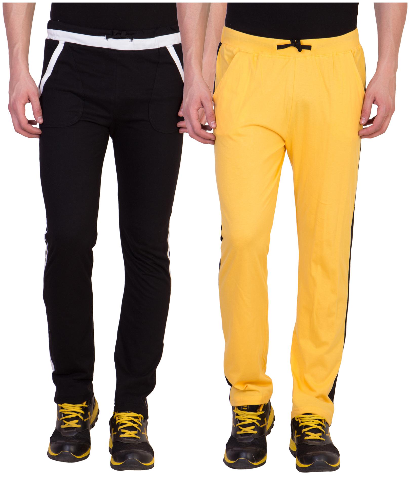 

Kissero Cotton Track Pants For Men Black Yellow Color