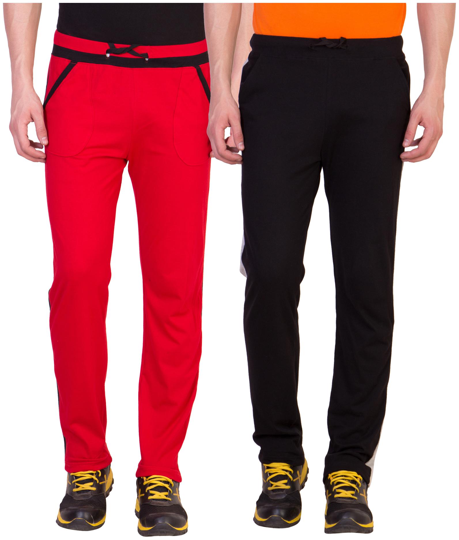 

Kissero Cotton Track Pants For Men Red Black Color