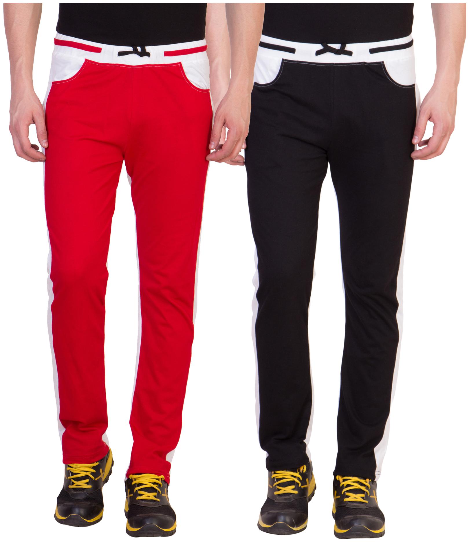 

Kissero Cotton Track Pants For Men Red Black Color