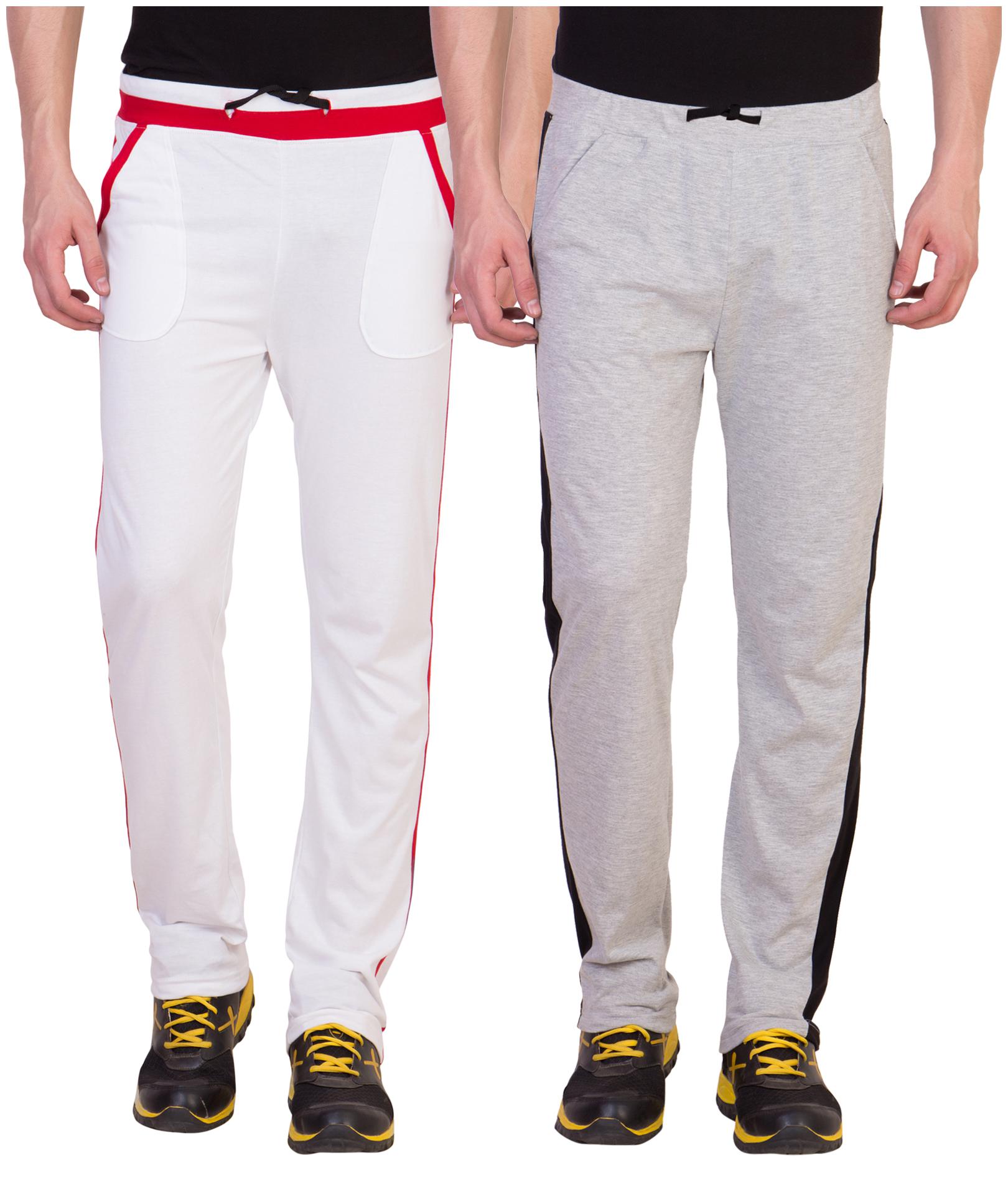 

Kissero Cotton Track Pants For Men White Grey Color