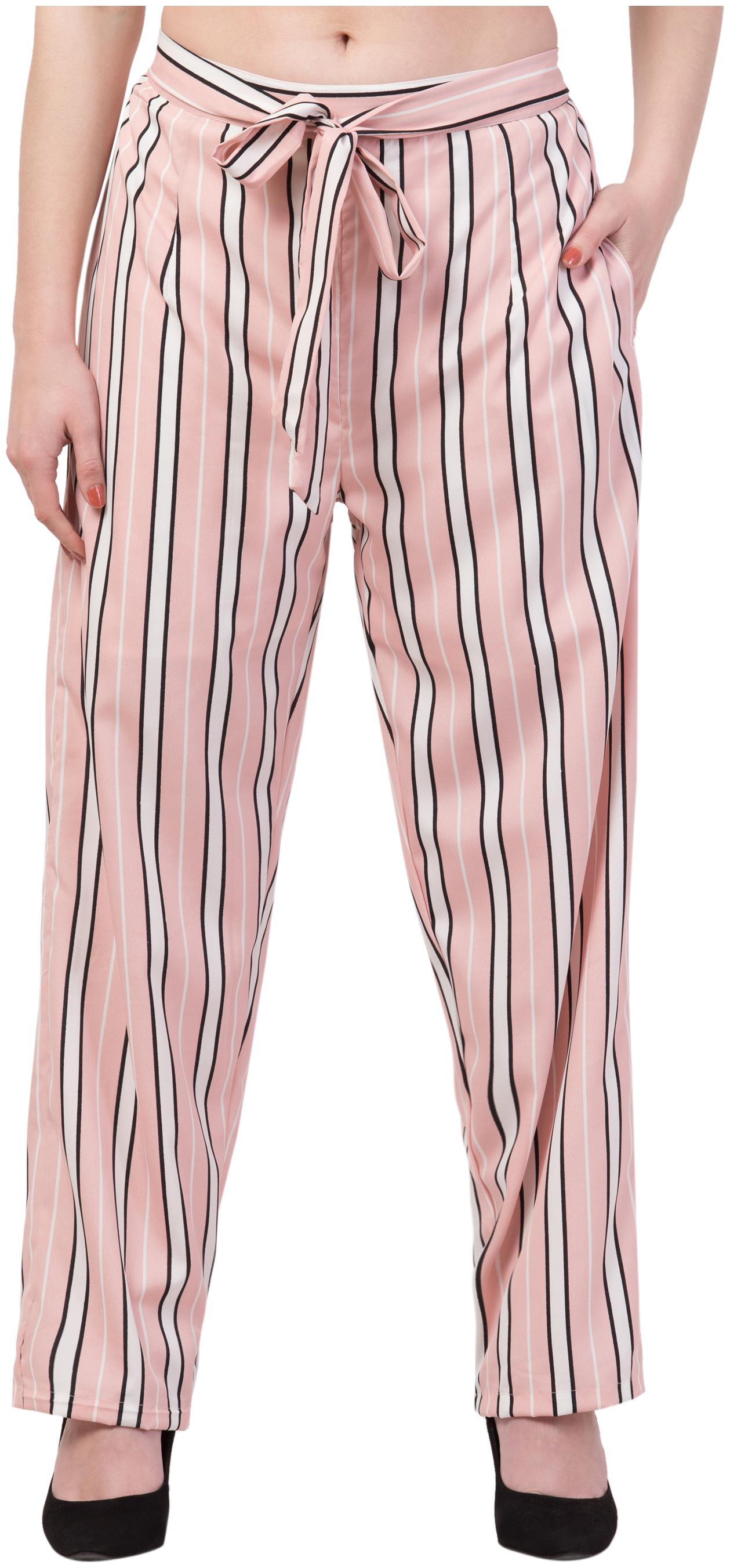 

KISSERO Pink Striped Straight Palazzo