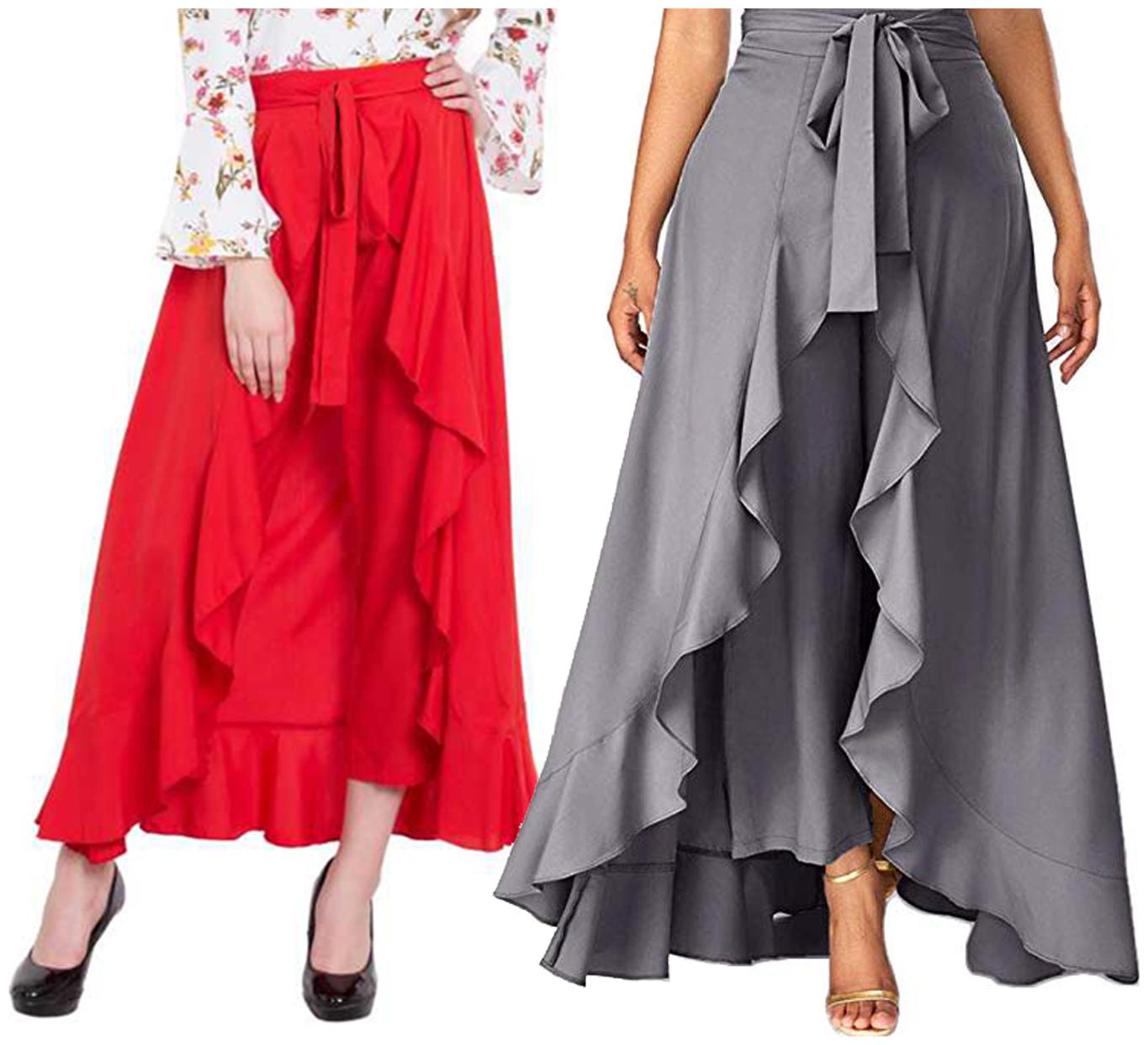 

Kissero Crepe Palazzo for Women - Grey Red