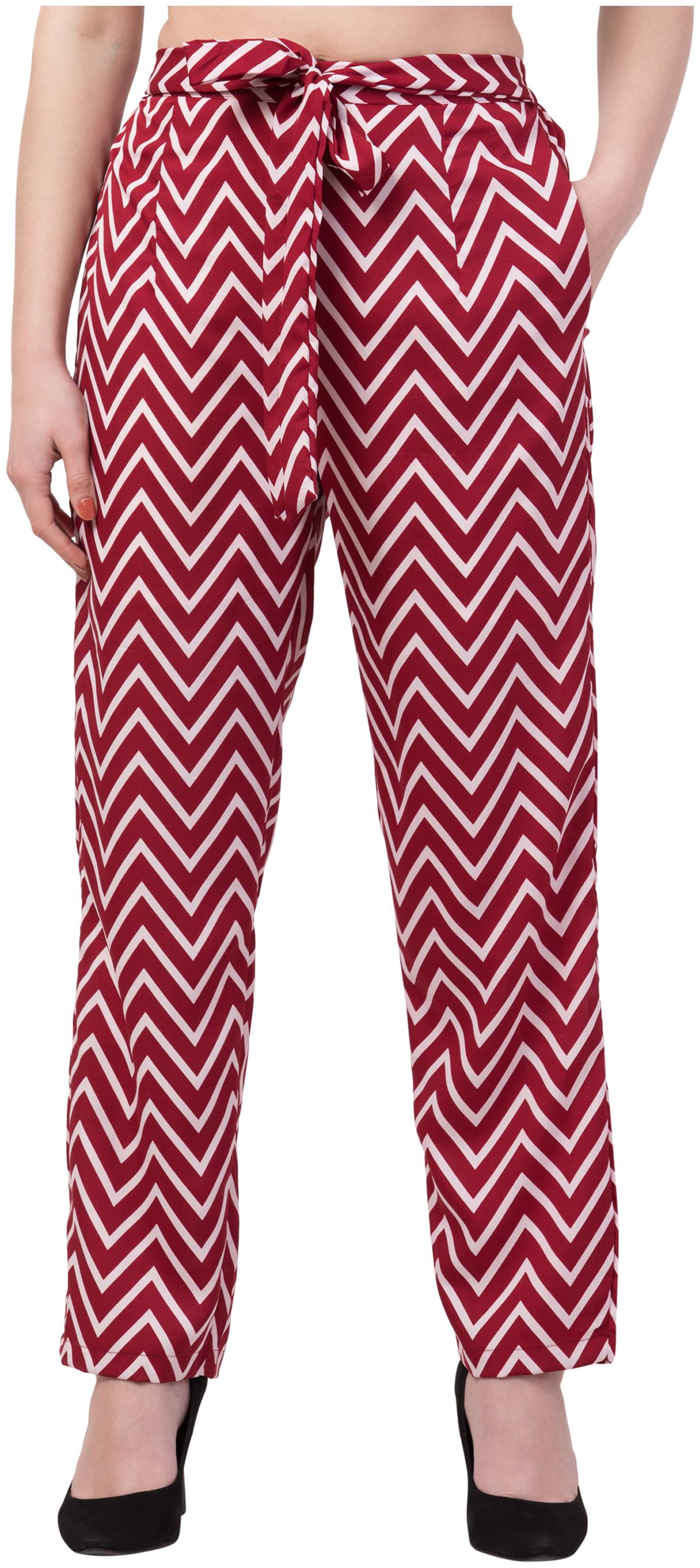

KISSERO Maroon Geometric Straight Palazzo