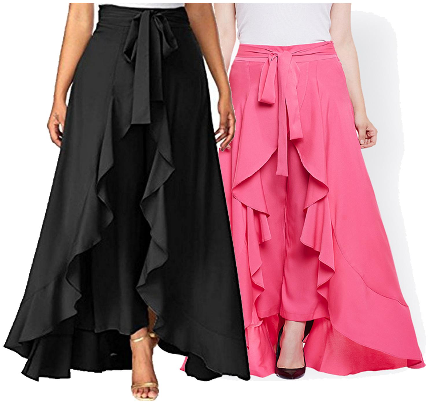 

Kissero Crepe Palazzo for Women - Black Pink