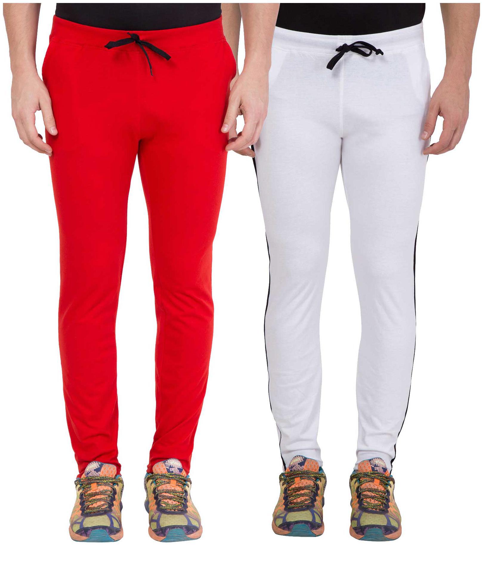

KISSERO Men Red White Solid Regular fit Track pants