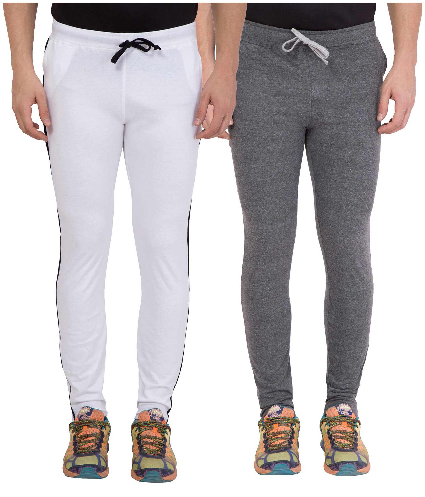 

KISSERO Men White Grey Solid Regular fit Track pants