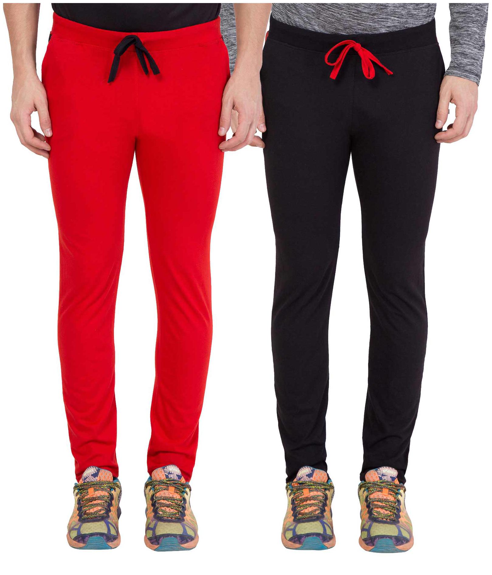 

KISSERO Men Red Black Solid Regular fit Track pants