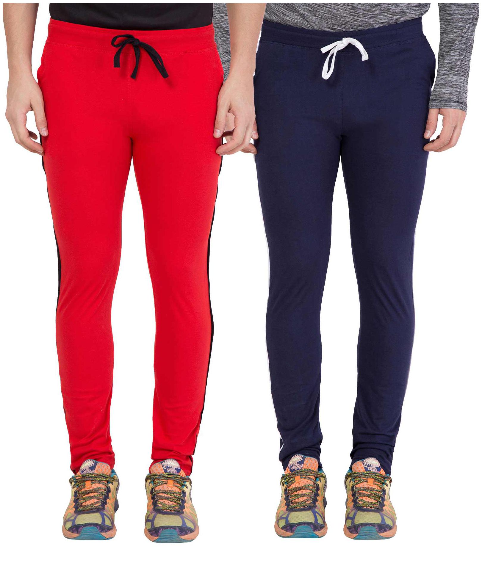 

KISSERO Men Red Blue Solid Regular fit Track pants