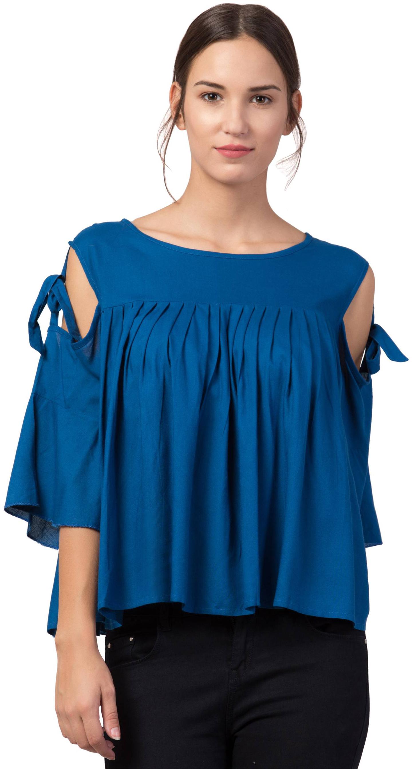 

KISSERO Women Solid Regular top - Blue