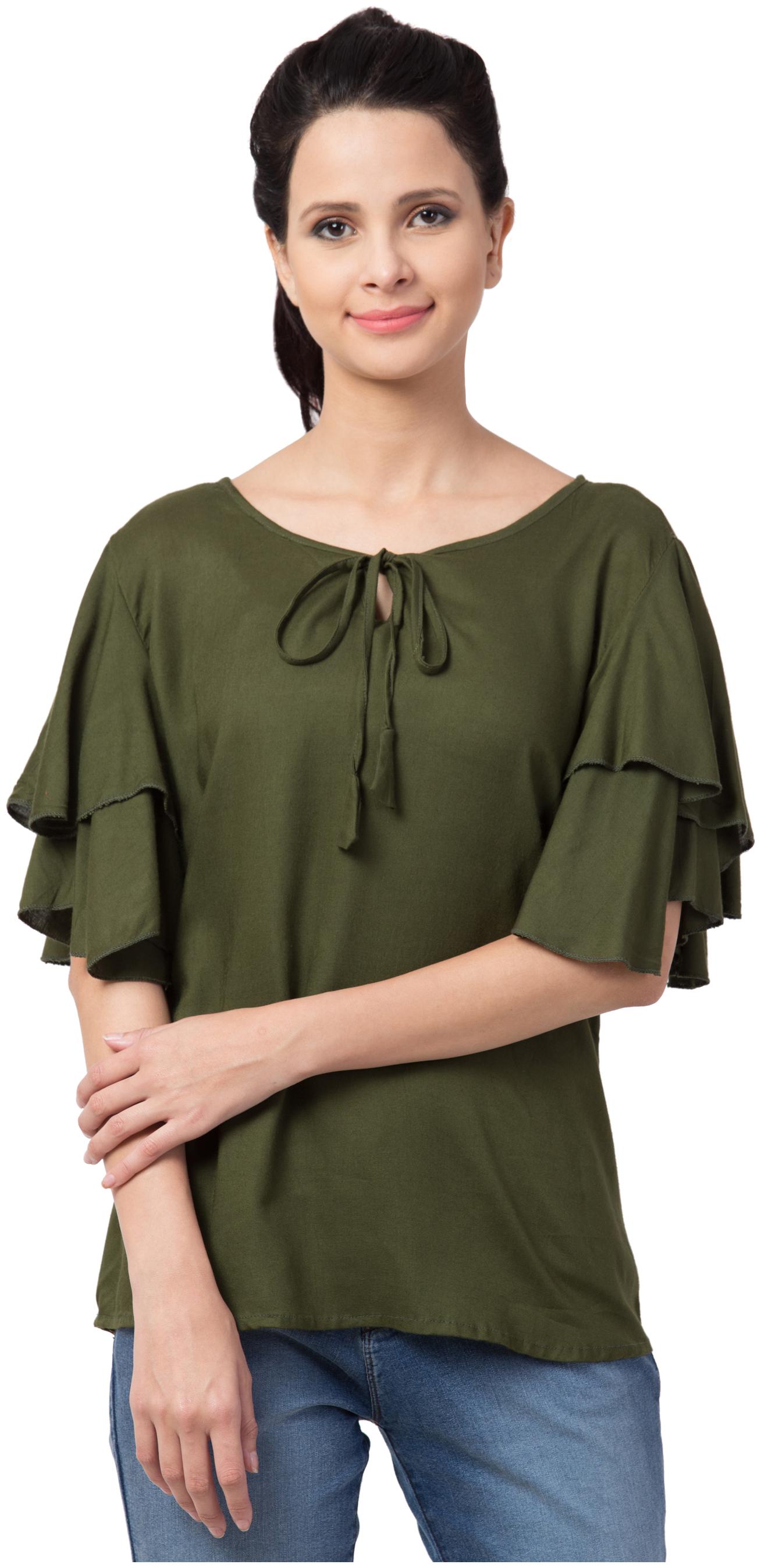 

KISSERO Women Solid Regular top - Green