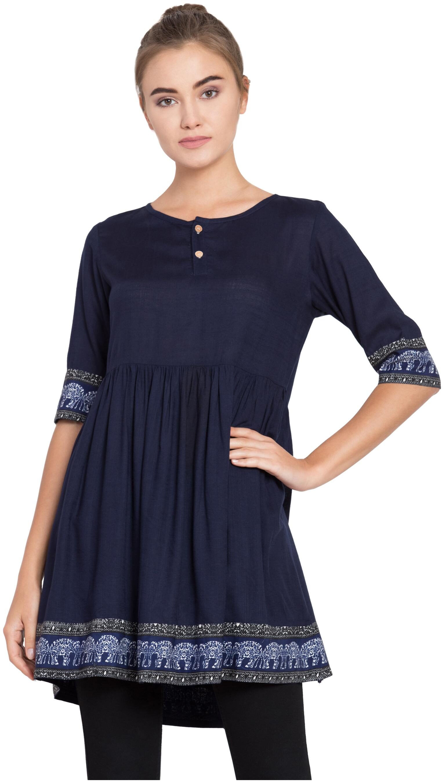

KISSERO Women Printed Regular top - Blue