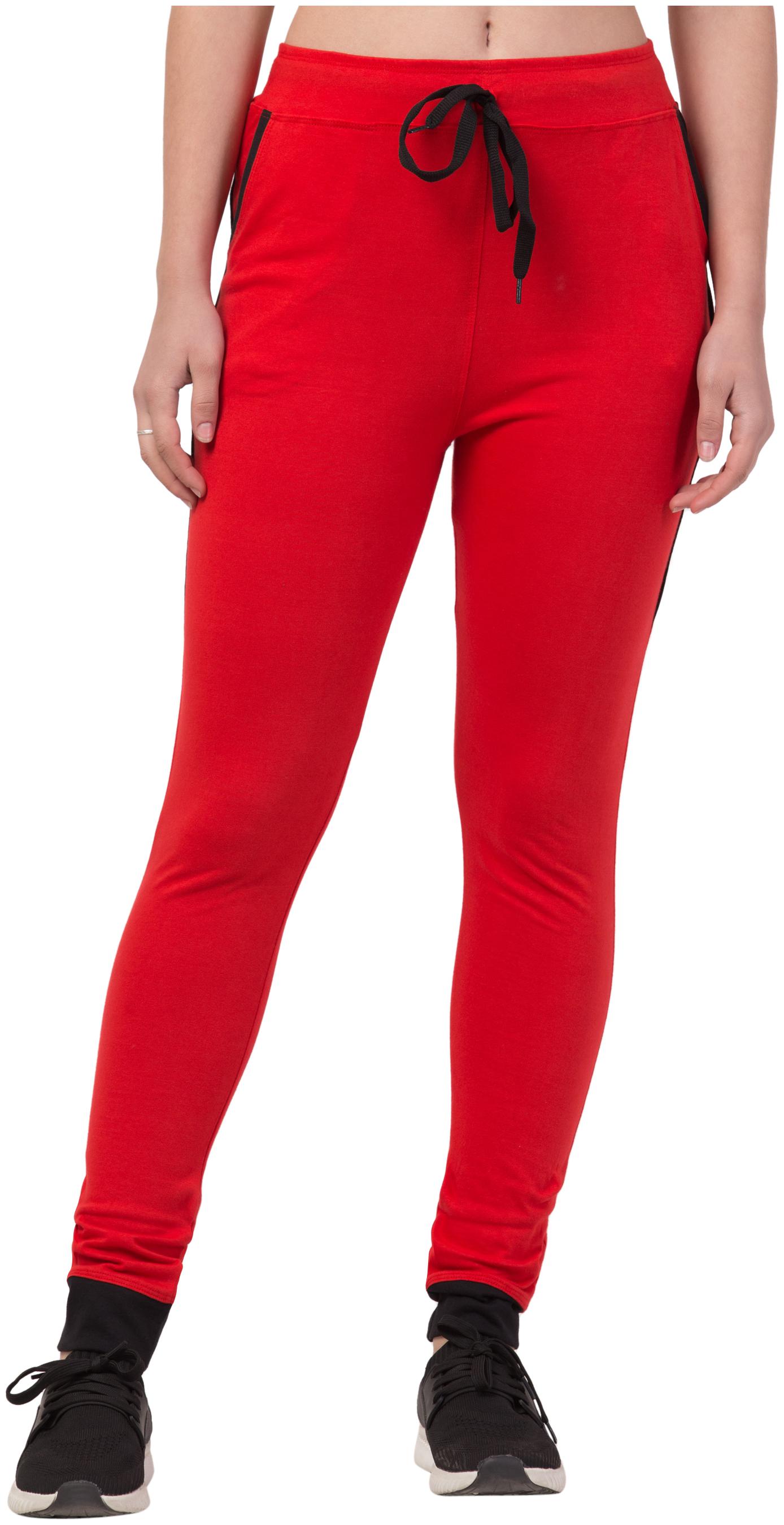 

KISSERO Women Cotton Solid Joggers Red