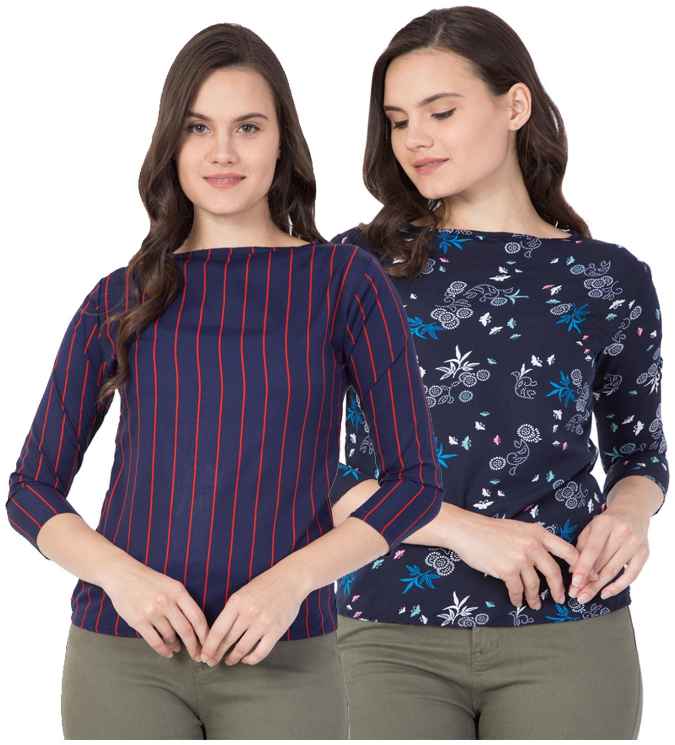

KISSERO Women Printed Regular top - Blue