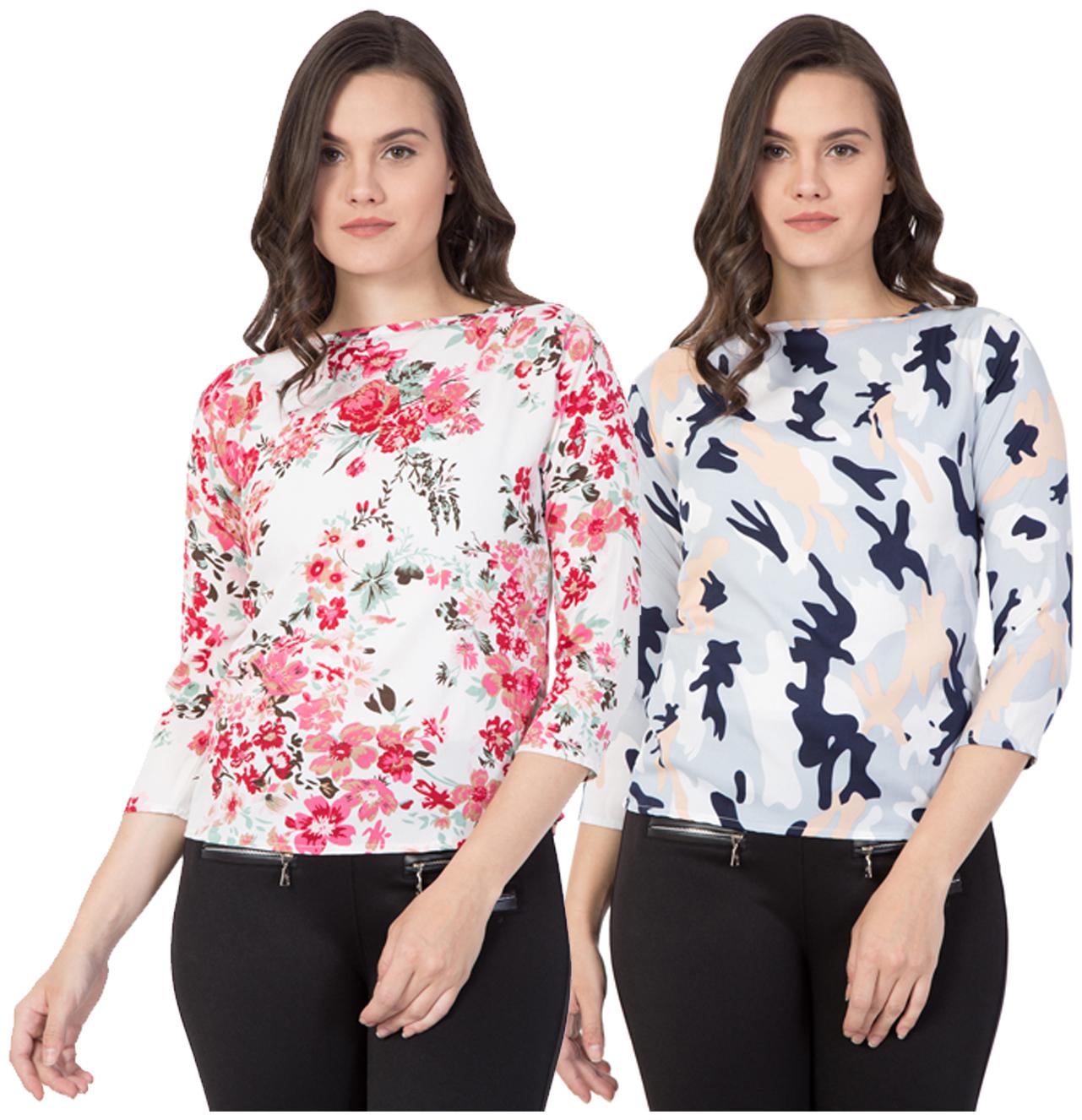 

KISSERO Women Printed Regular top - White