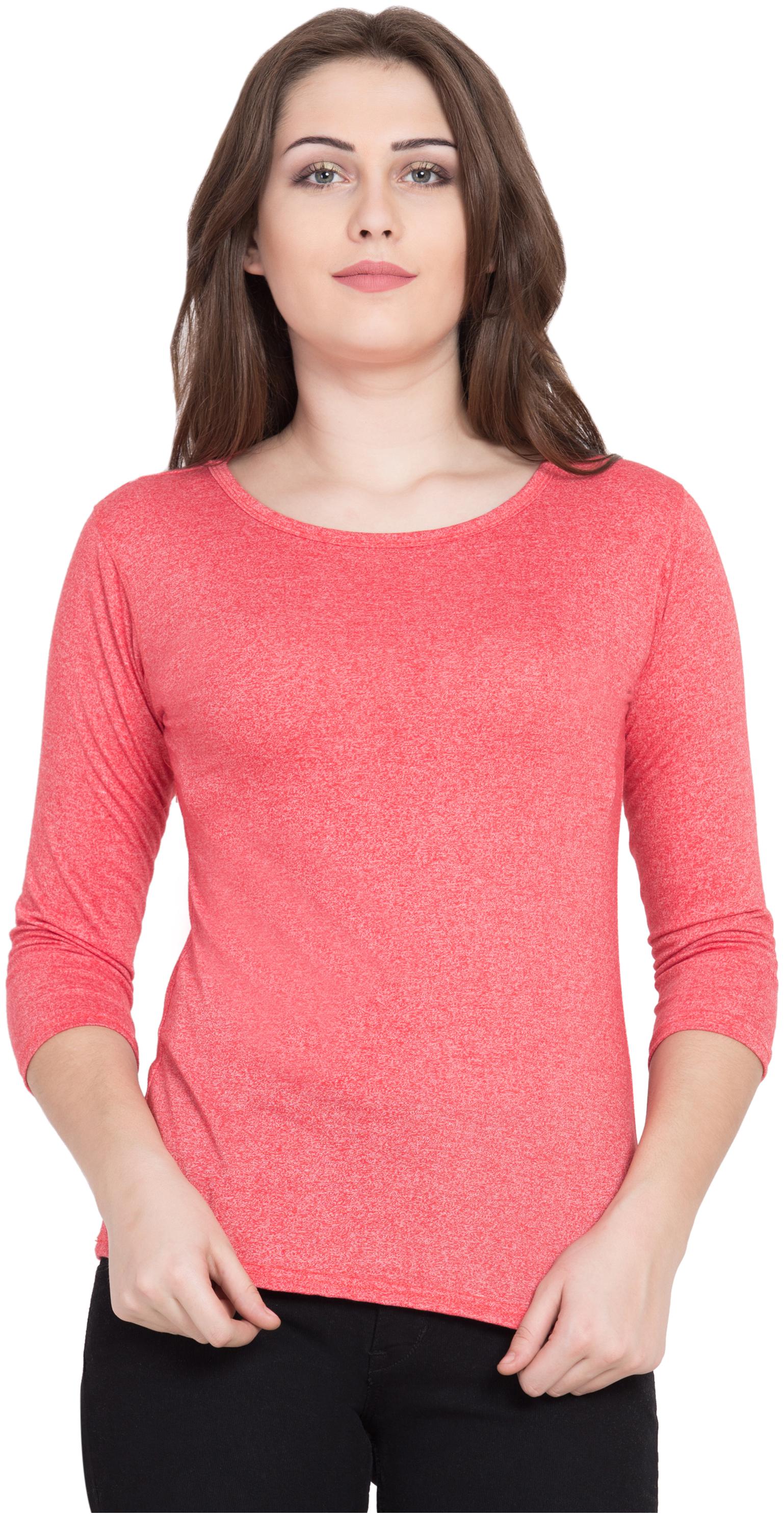 

KISSERO Women Peach Regular fit Round neck Cotton T shirt
