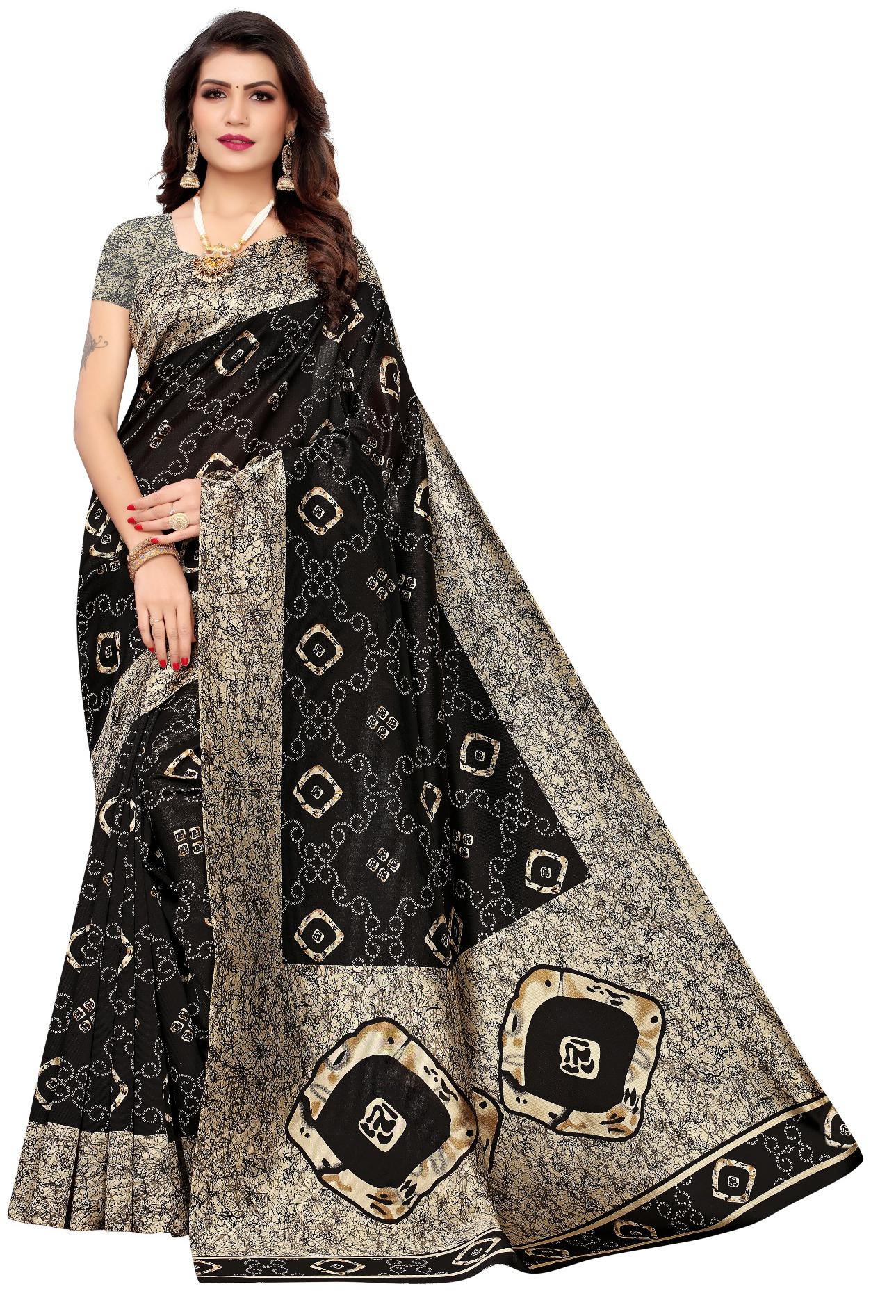 

KKRISH Artificial Silk Black Bandhani Print Regular Saree For Women
