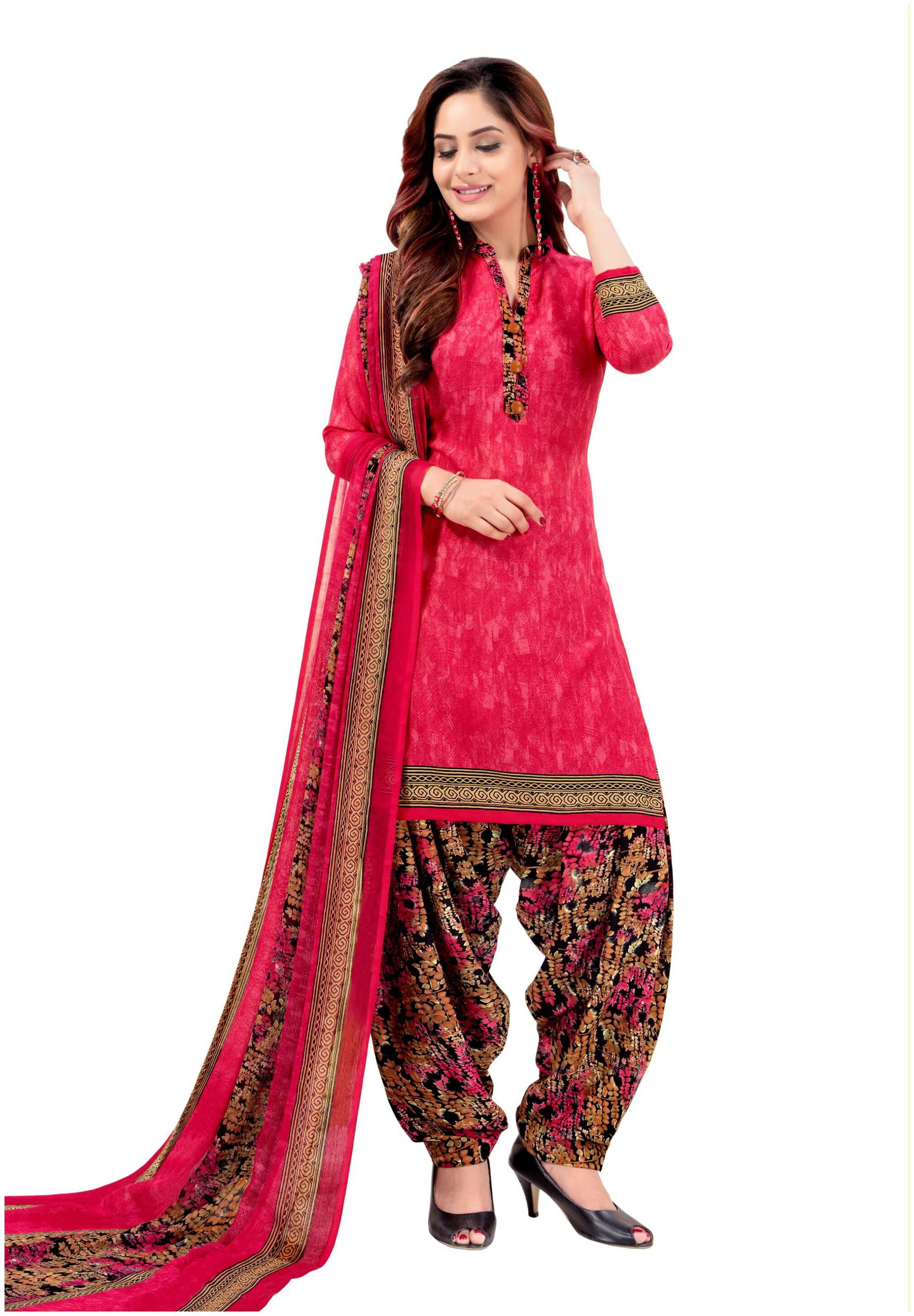 

KKRISH Pink Unstitched Kurta with bottom dupatta With dupatta Dress Material