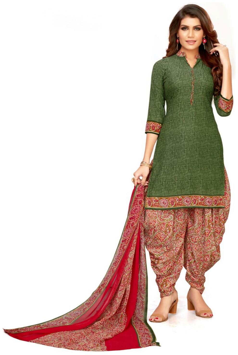 

KKRISH Green Unstitched Kurta with bottom dupatta With dupatta Dress Material