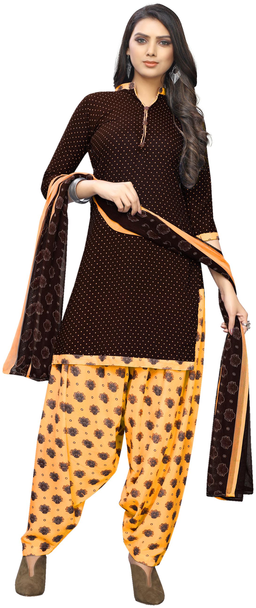 

KKRISH Brown Unstitched Kurta with bottom dupatta With dupatta Dress Material