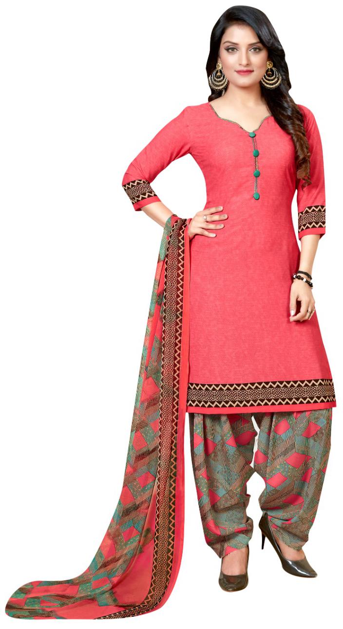 

KKRISH Red Unstitched Kurta with bottom dupatta With dupatta Dress Material