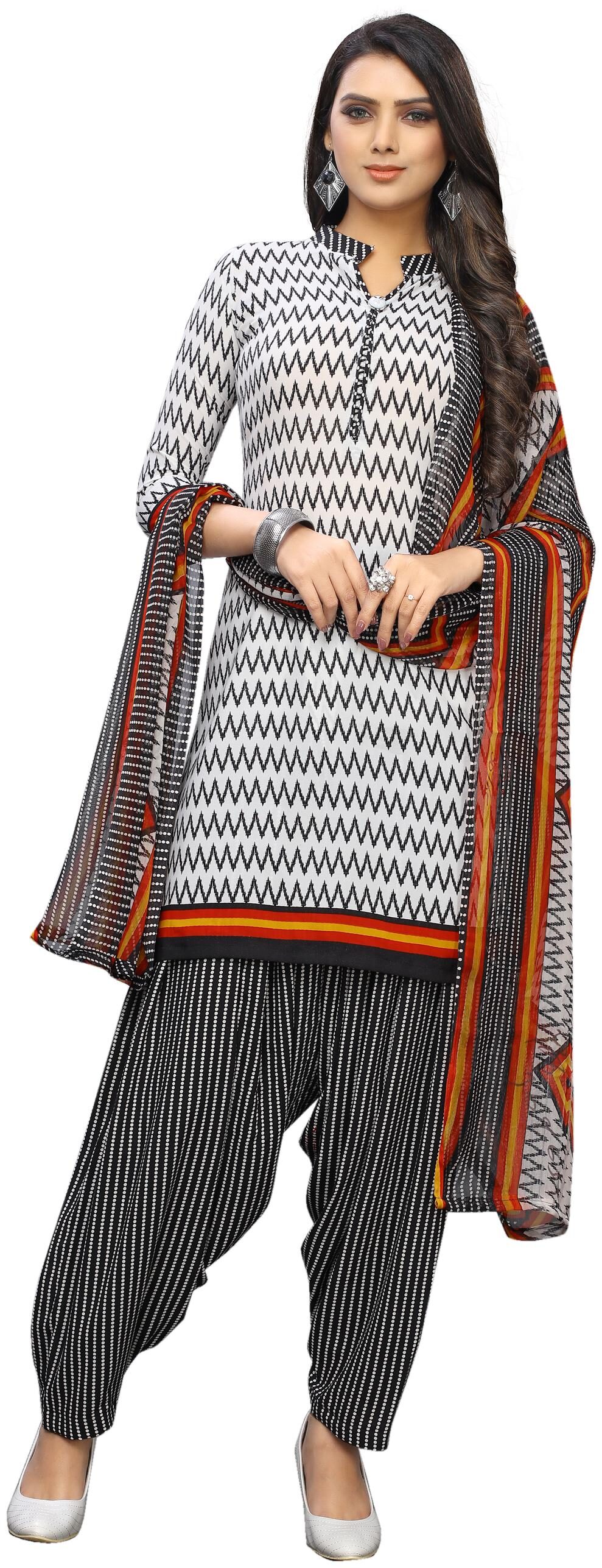 

KKRISH White Unstitched Kurta with bottom dupatta With dupatta Dress Material
