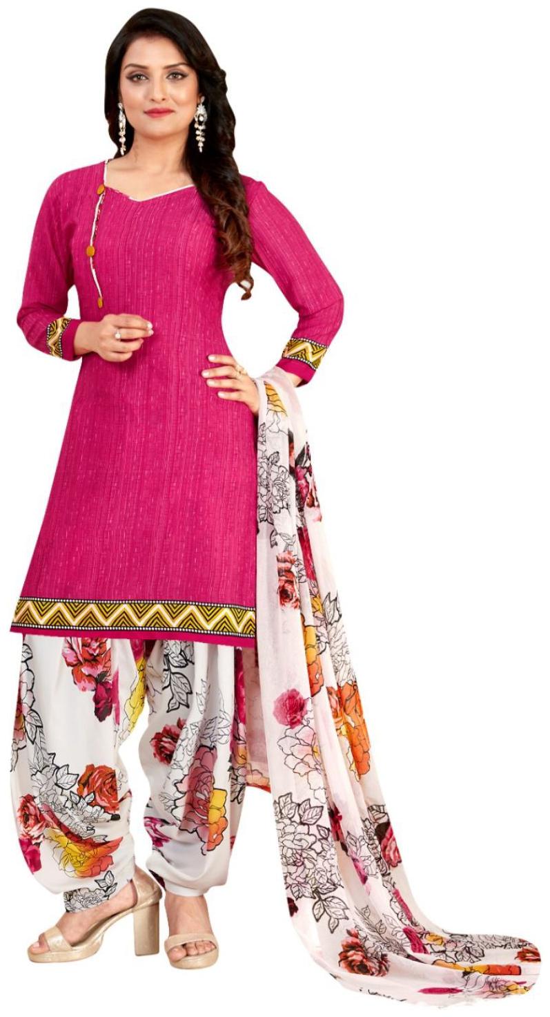 

KKRISH Pink Unstitched Kurta with bottom dupatta With dupatta Dress Material