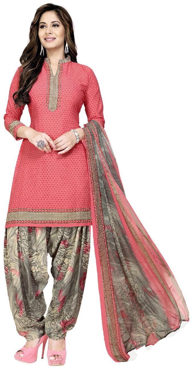 

KKRISH Pink Unstitched Kurta with bottom dupatta With dupatta Dress Material
