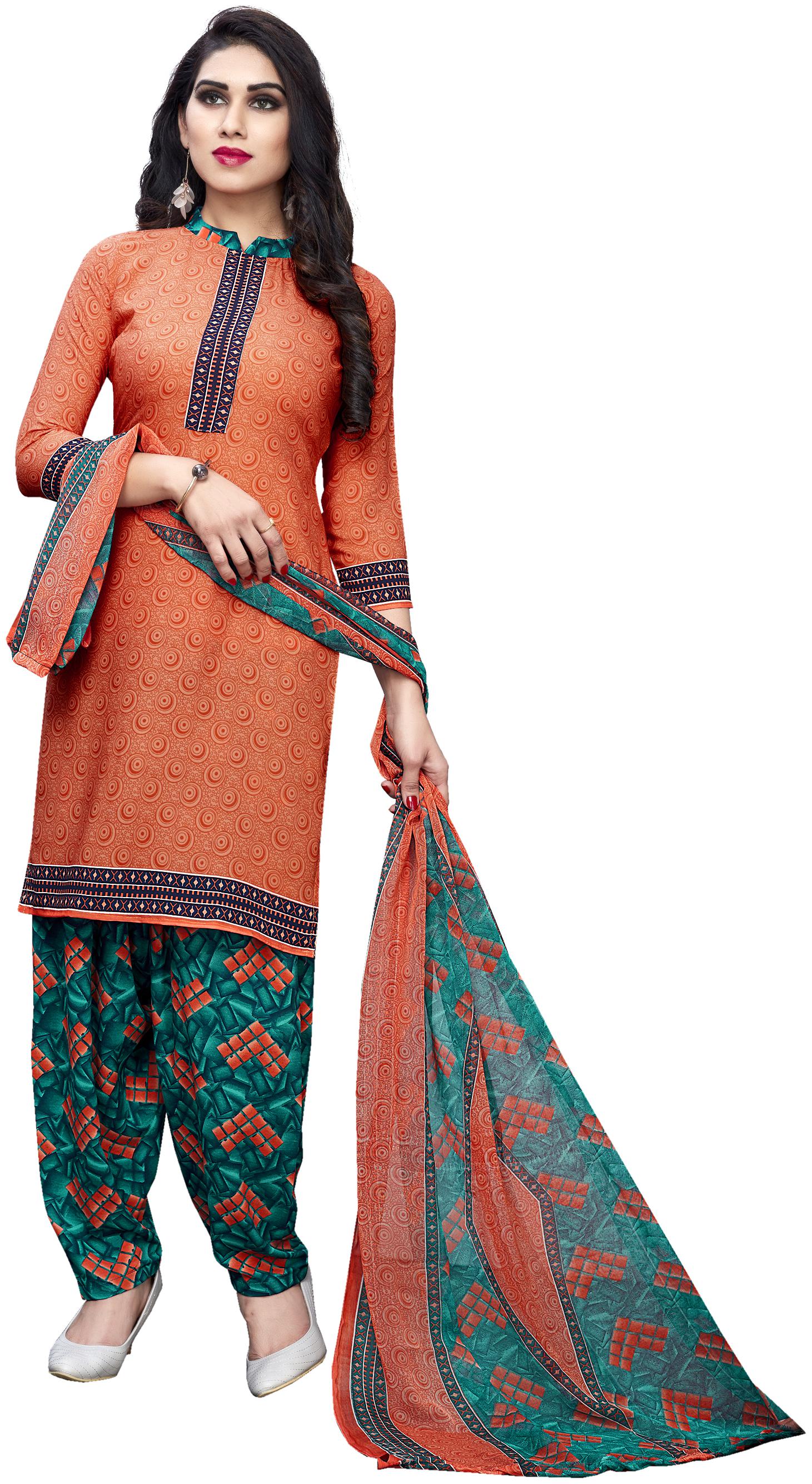 

KKRISH Orange Unstitched Kurta with bottom dupatta With dupatta Dress Material