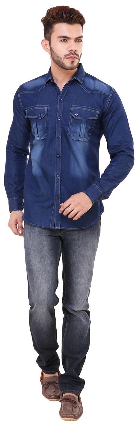 

Sukuma Men Blue Solid Slim Fit Casual Shirt