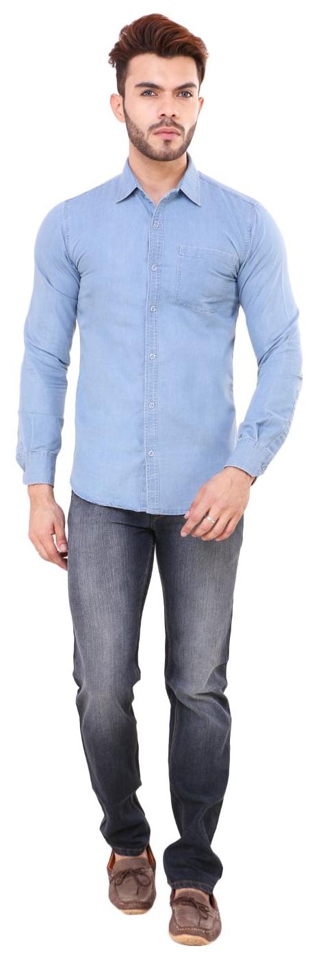 

Sukuma Men Blue Solid Slim Fit Casual Shirt