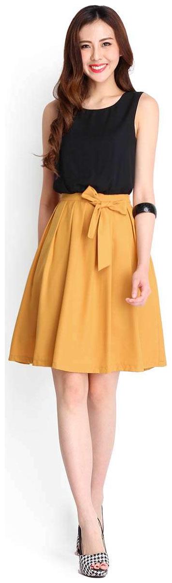 

Chrome Coral Multi Solid A-line dress