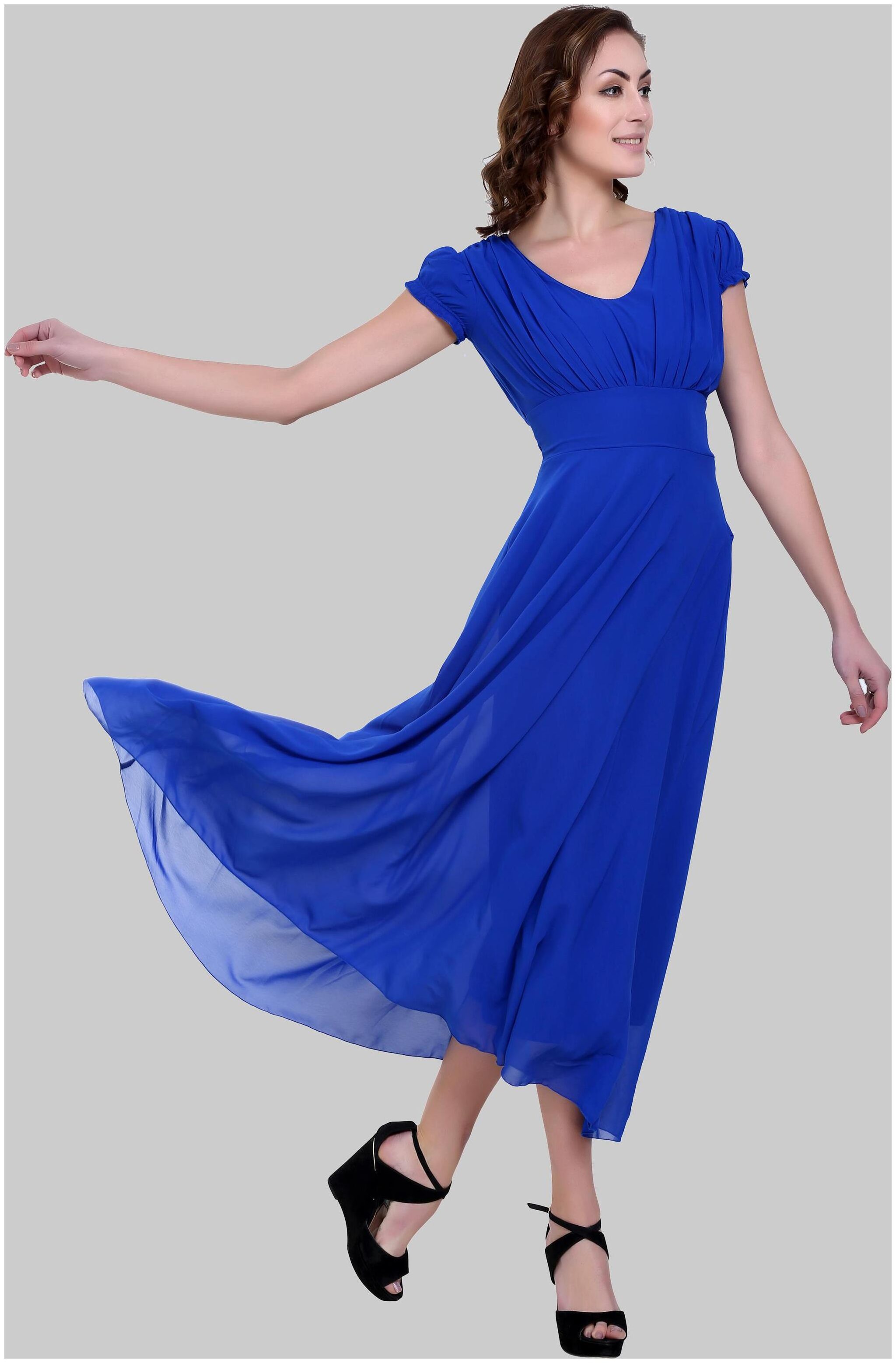 

Chrome Coral Blue Solid Maxi dress