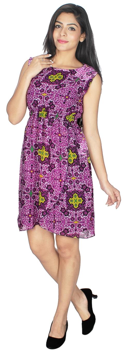 

Chrome Coral Purple Striped A-line dress