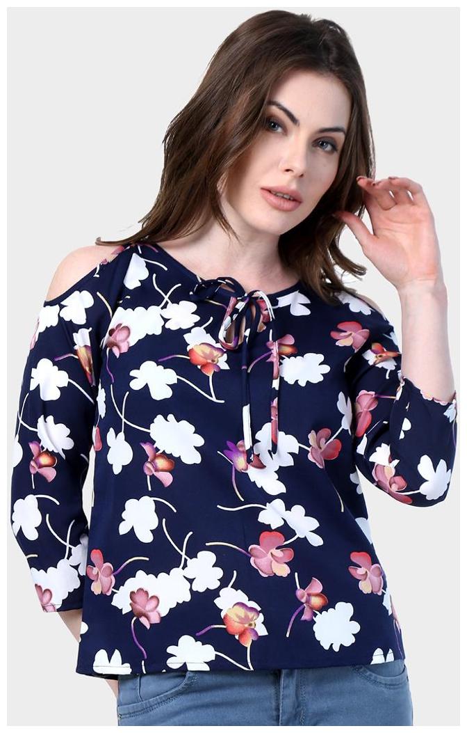 

Chrome Coral Women Printed A-line top - Blue