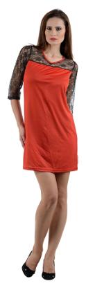 

Chrome Coral Red Geometric A-line dress