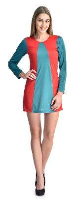 

Chrome Coral Turquoise Red Geometric A-line dress