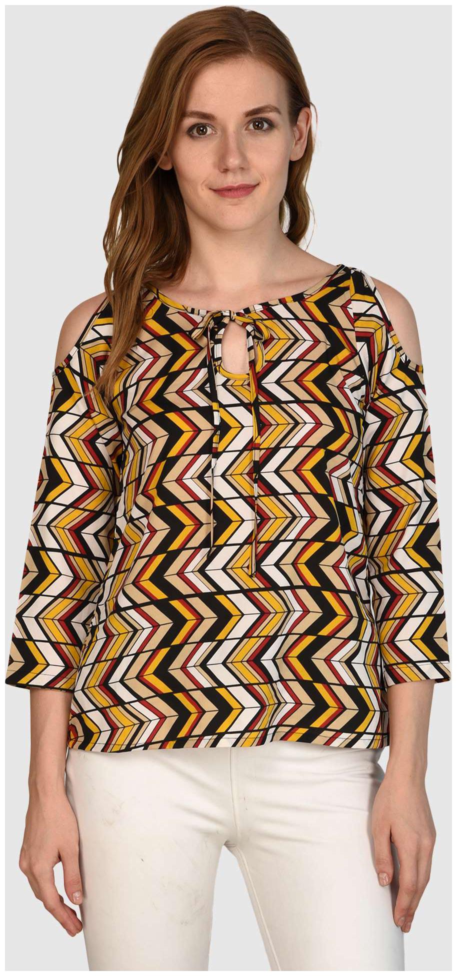 

Chrome Coral Women Printed Regular top - Yellow