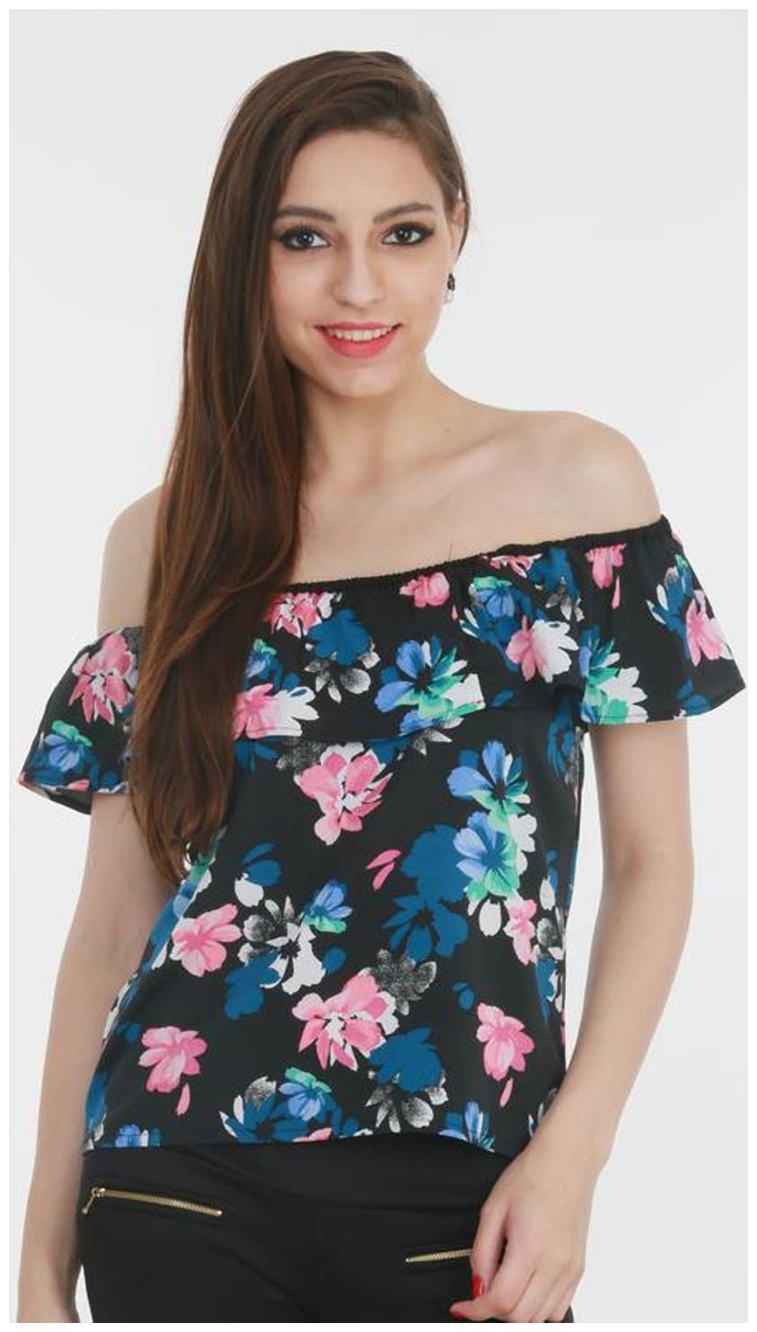 

Chrome Coral Women Printed Regular top - Black