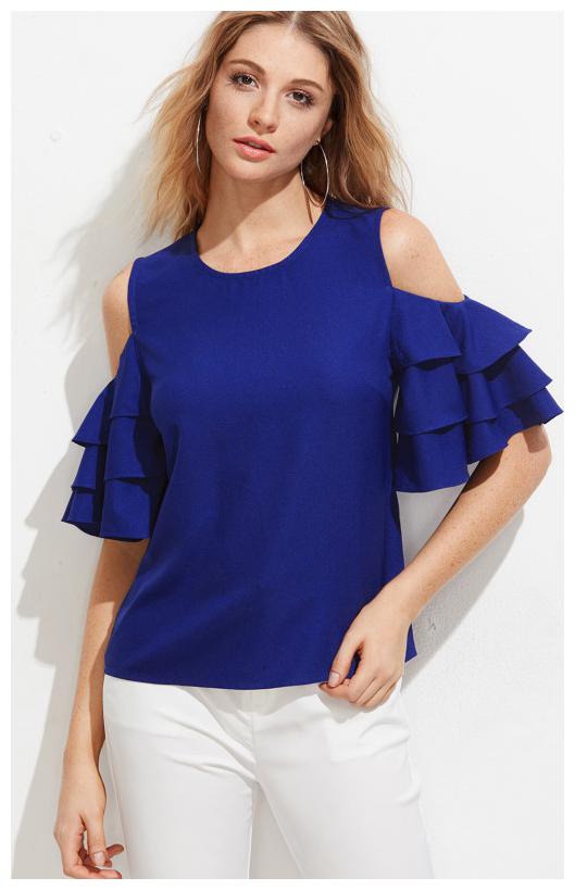 

Chrome Coral Women Solid A-line top - Blue
