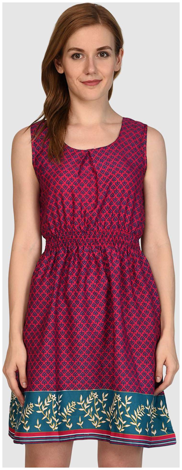 

Chrome Coral Pink Solid Fit flare dress