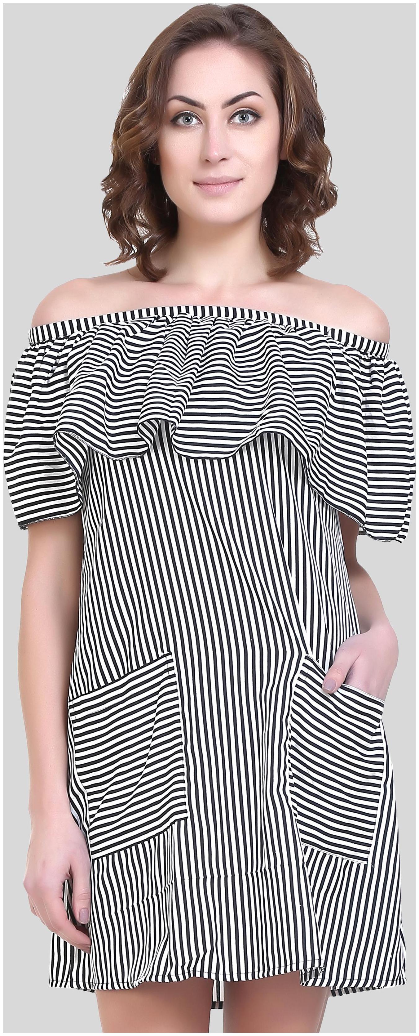 

Chrome Coral Women s Crepe White and Black Dress