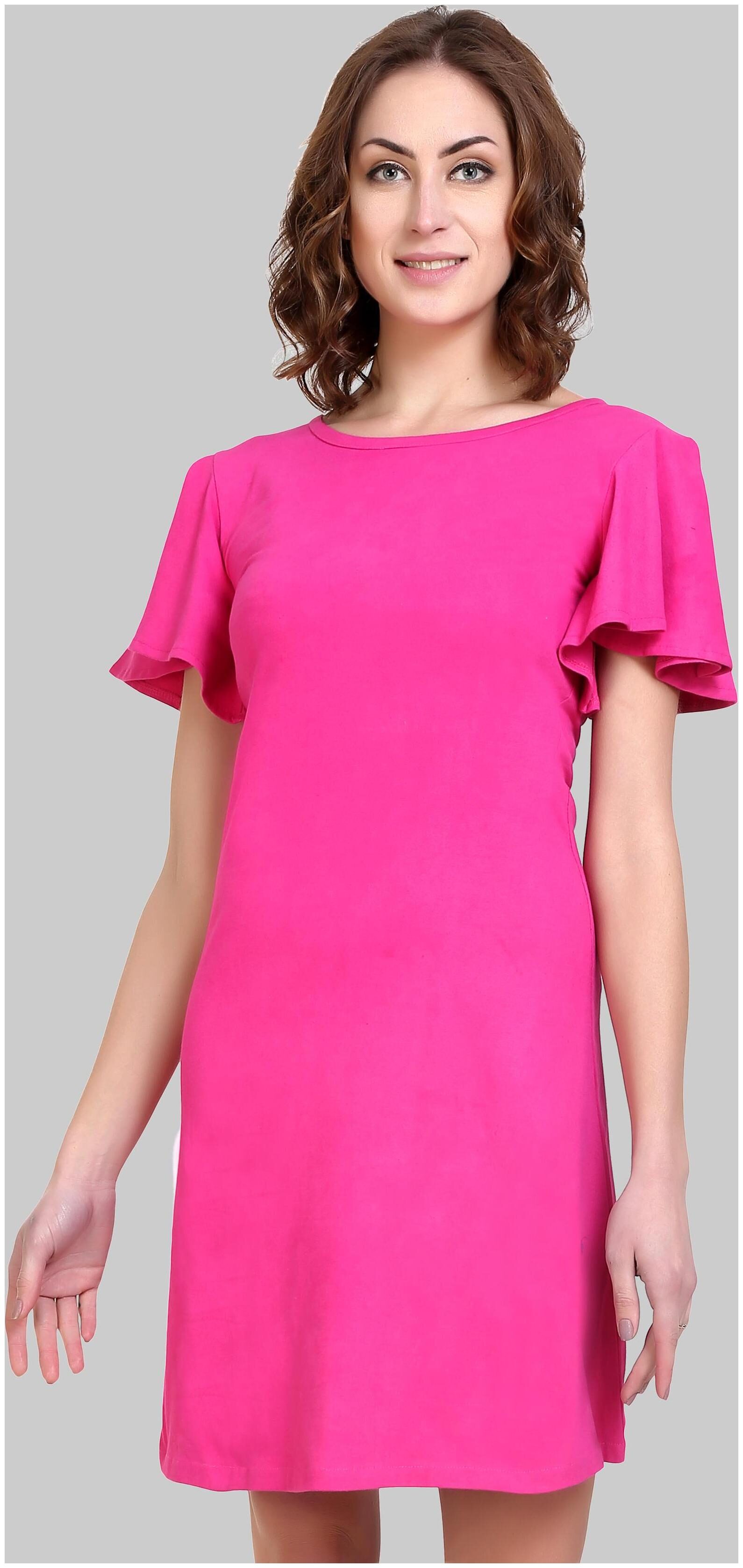 

Chrome Coral Pink Printed A-line dress