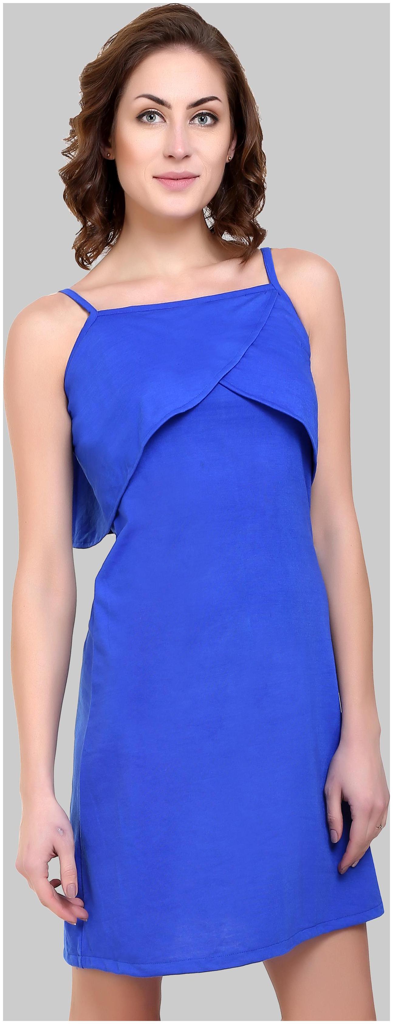 

Chrome Coral Women s Cotton Blend Blue Dress
