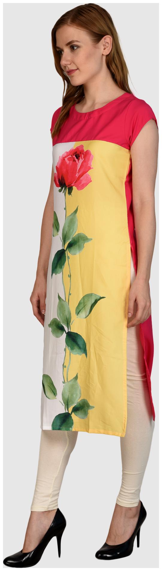 

Chrome Coral Women Pink Printed Straight Kurti