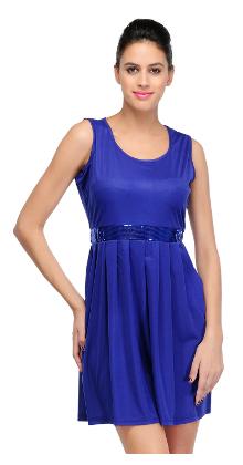 

Chrome Coral Blue Geometric A-line dress