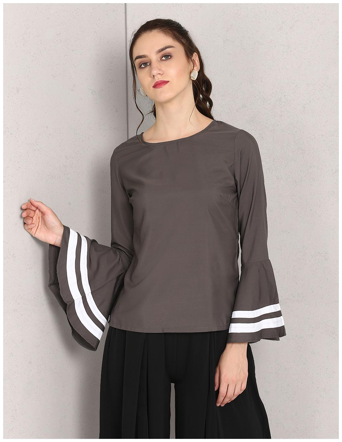 

Chrome Coral Women Solid Regular top - Grey