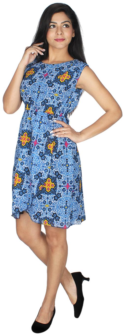 

Chrome Coral Multi Striped A-line dress