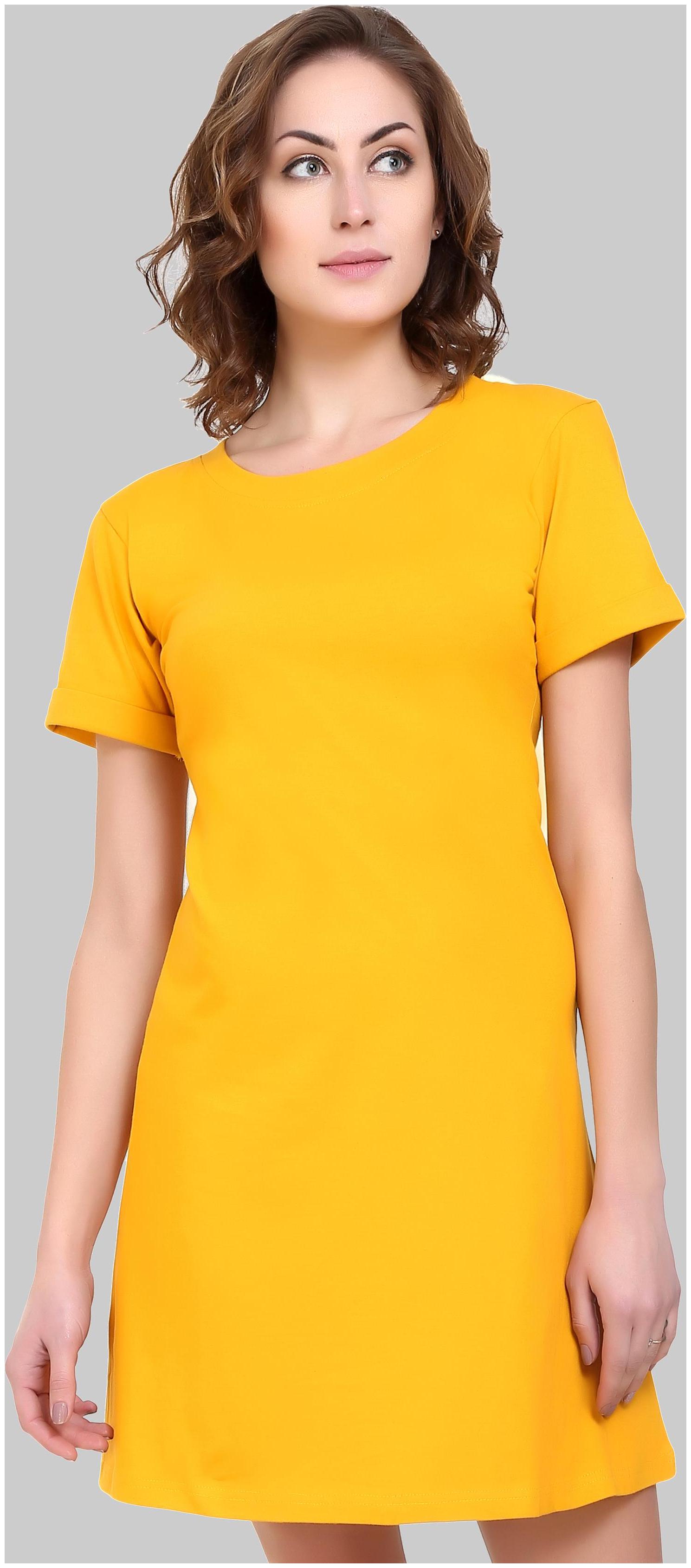 

Chrome Coral Yellow Solid Shirt dress