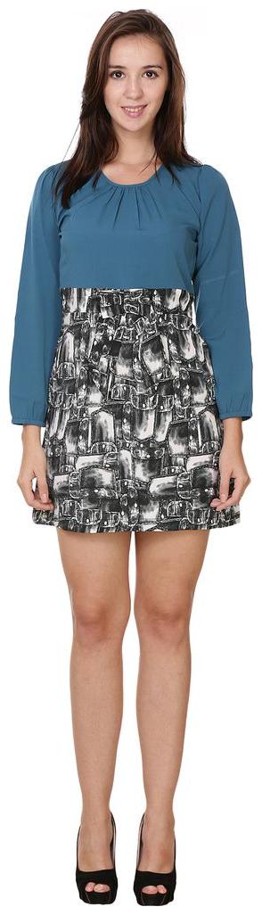

Chrome Coral Printed Peplum Dress with Bow